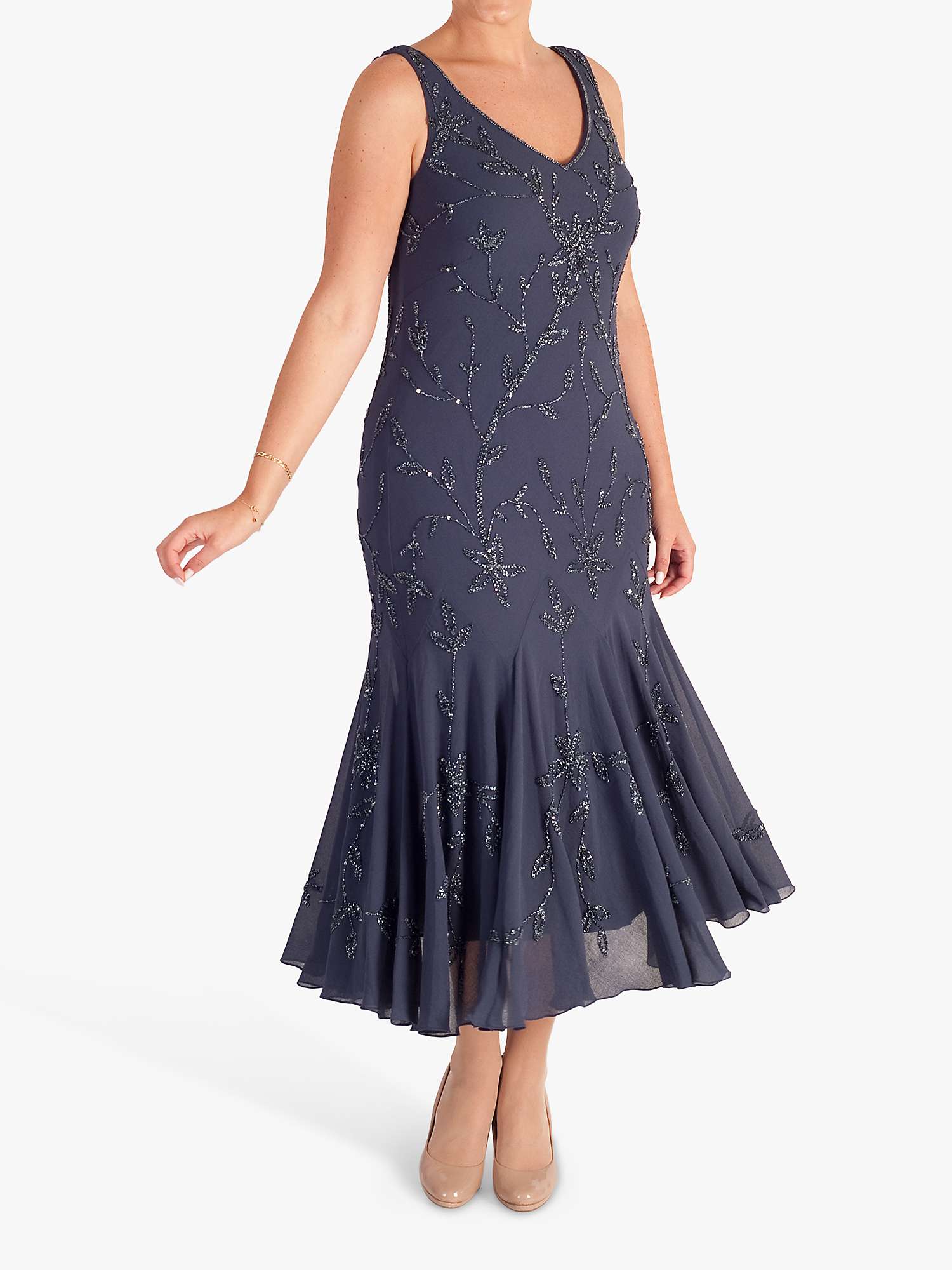 Buy chesca Floral Beaded Georgette Midi Dress, Violetta Online at johnlewis.com