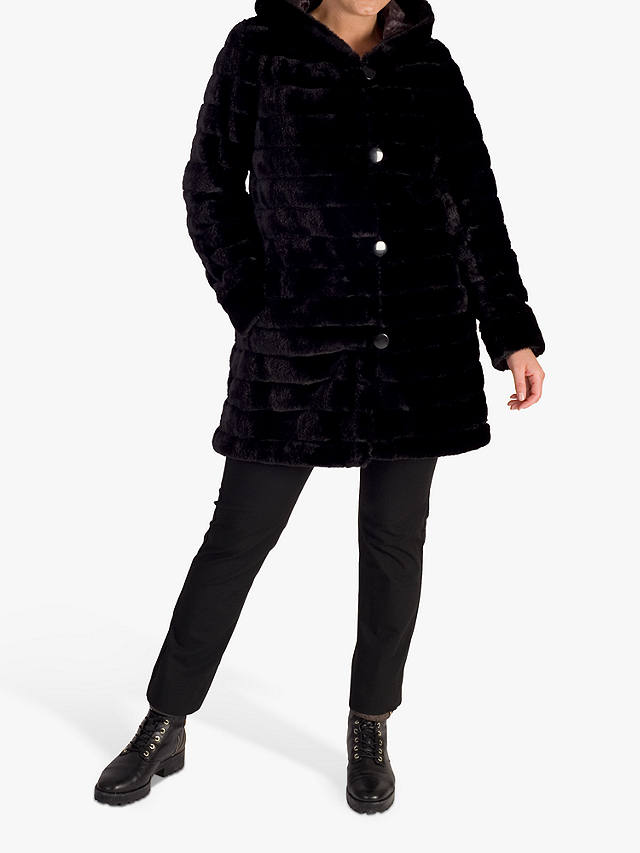 chesca Animal Spot Print Reversible Faux Fur Coat, Brown/Black