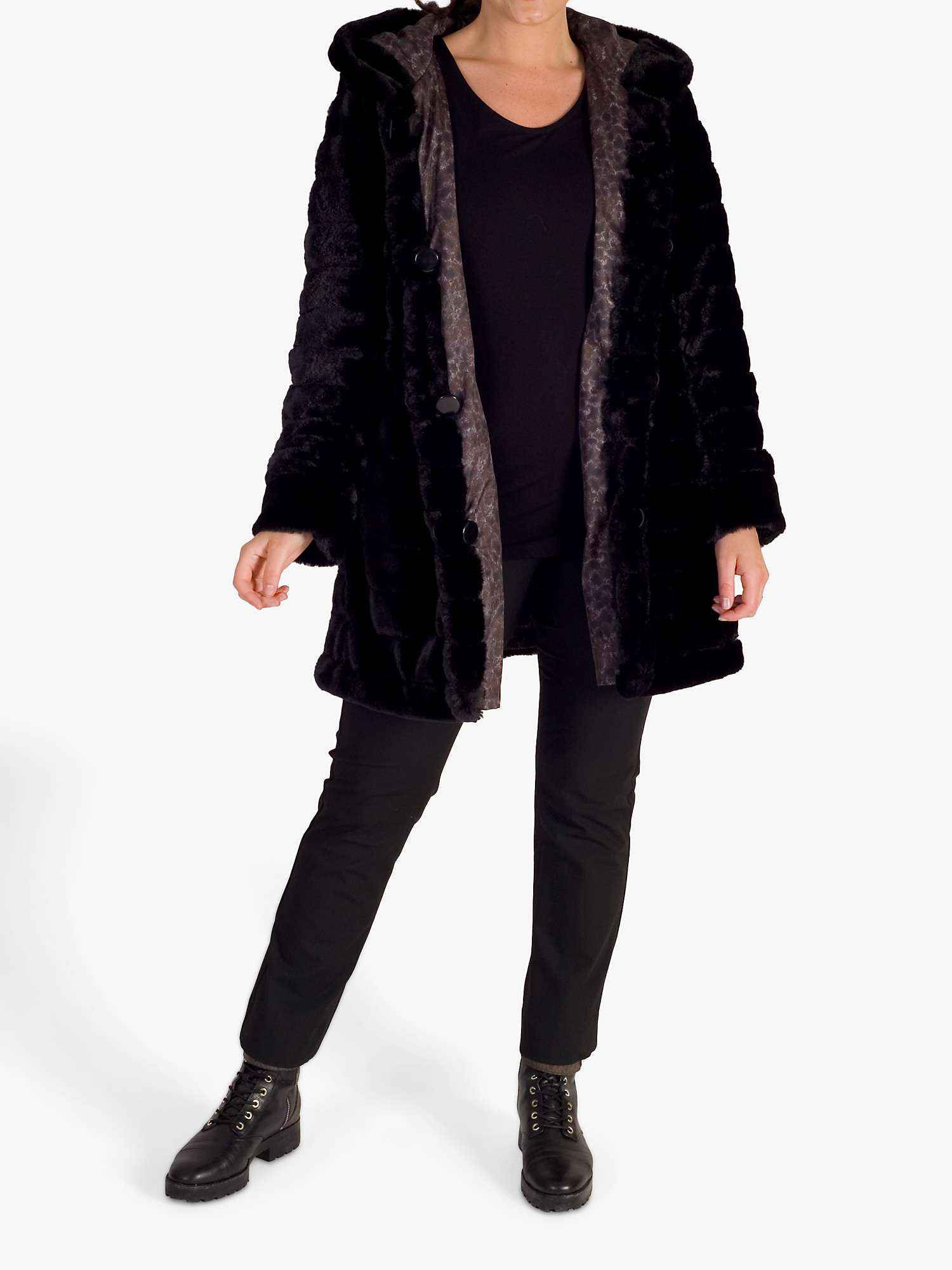 Buy chesca Animal Spot Print Reversible Faux Fur Coat, Brown/Black Online at johnlewis.com