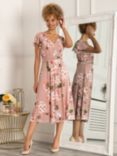 Jolie Moi Shirley Floral Print Mesh Midi Dress, Dusty Pink