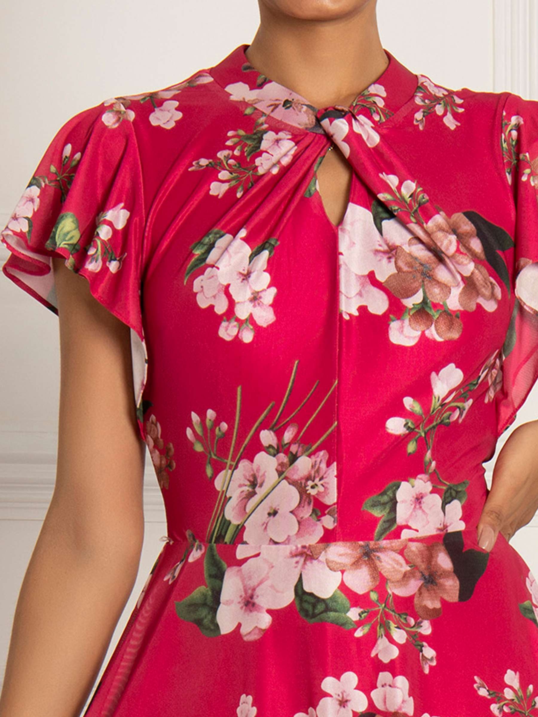 Buy Jolie Moi Luella Key Hole Floral Mesh Midi Dress, Multi Online at johnlewis.com