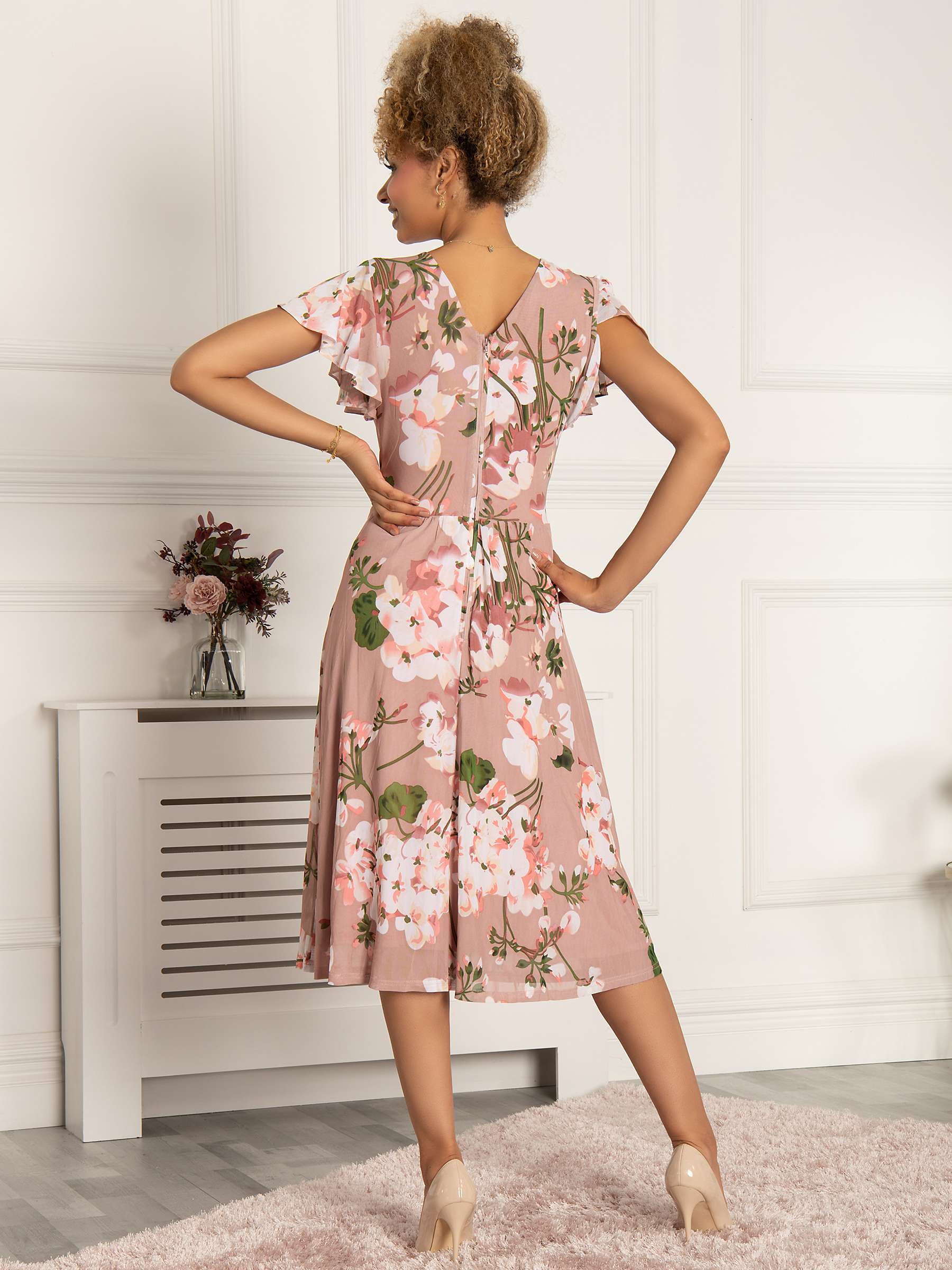 Buy Jolie Moi Chailee Floral Mesh Midi Dress, Dusty Pink Online at johnlewis.com