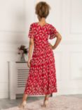 Jolie Moi Giana Mesh Midi Dress, Red Leafy