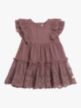 Newbie Baby Embroidered Ruffle Dress, Rose Taupe