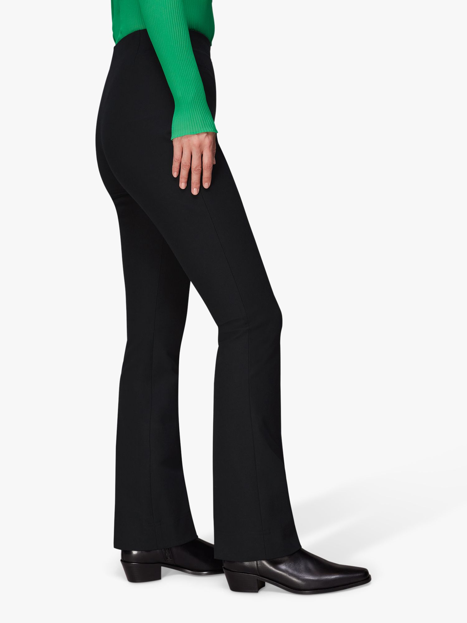 Whistles Lucy Kick Flare Trousers, Black at John Lewis & Partners