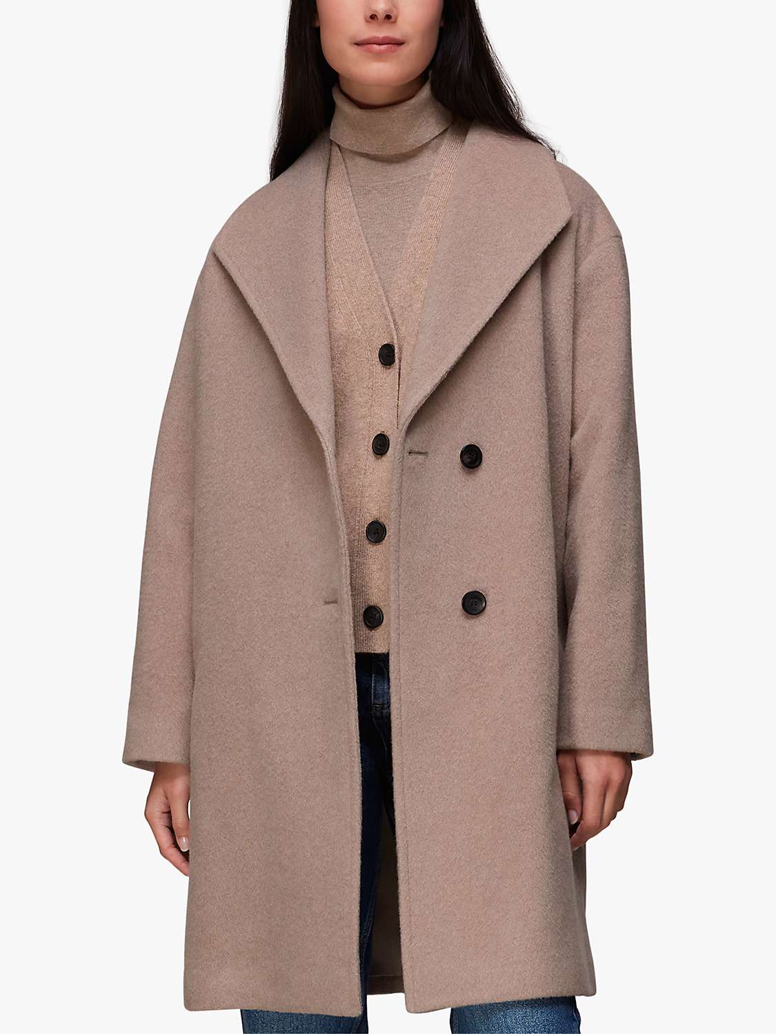 Buy Whistles Wide Collar Wool Rich Coat, Oatmeal Online at johnlewis.com