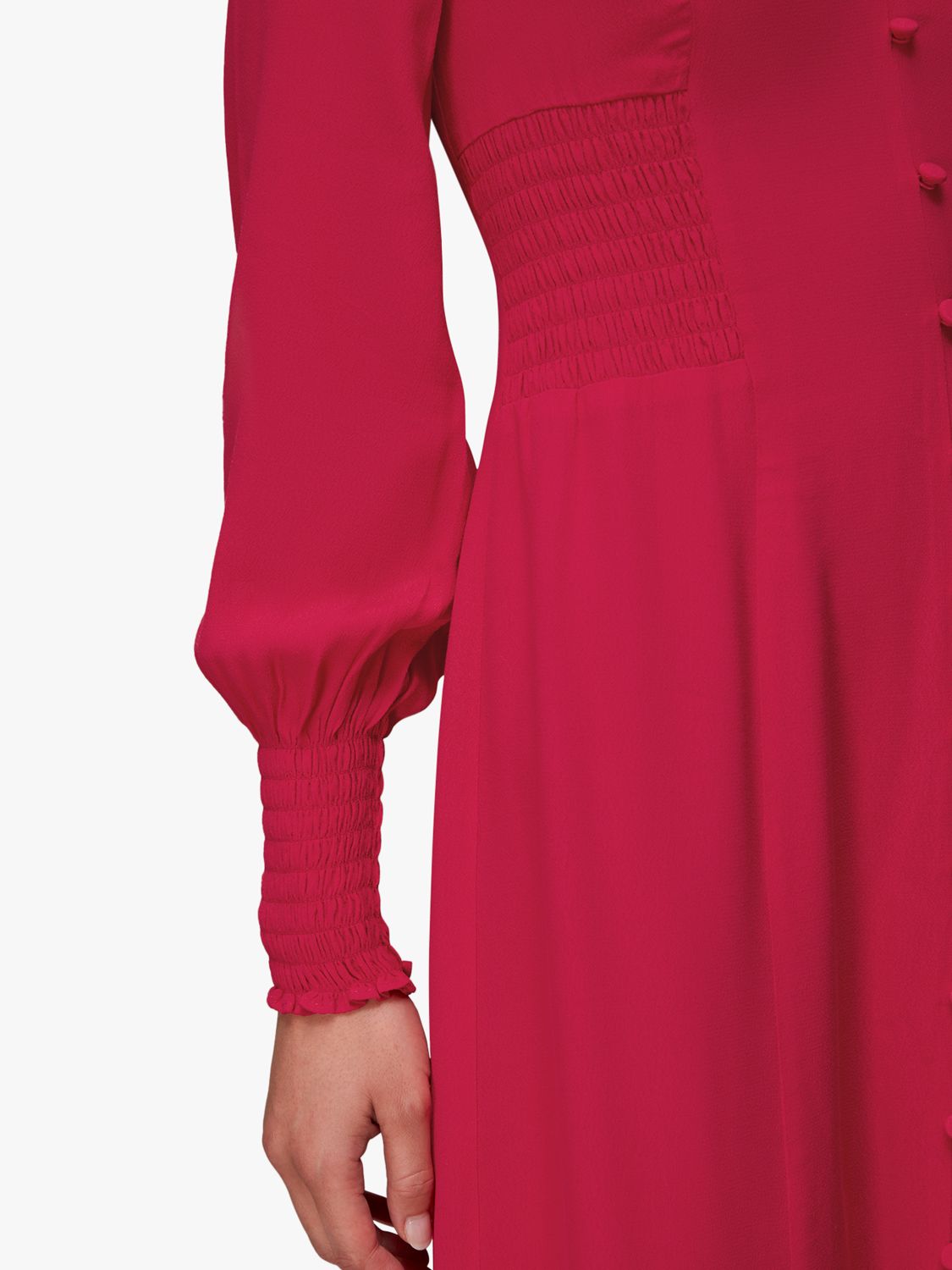 Buy Whistles Iiana Shirred Midi Dress, Pink Online at johnlewis.com