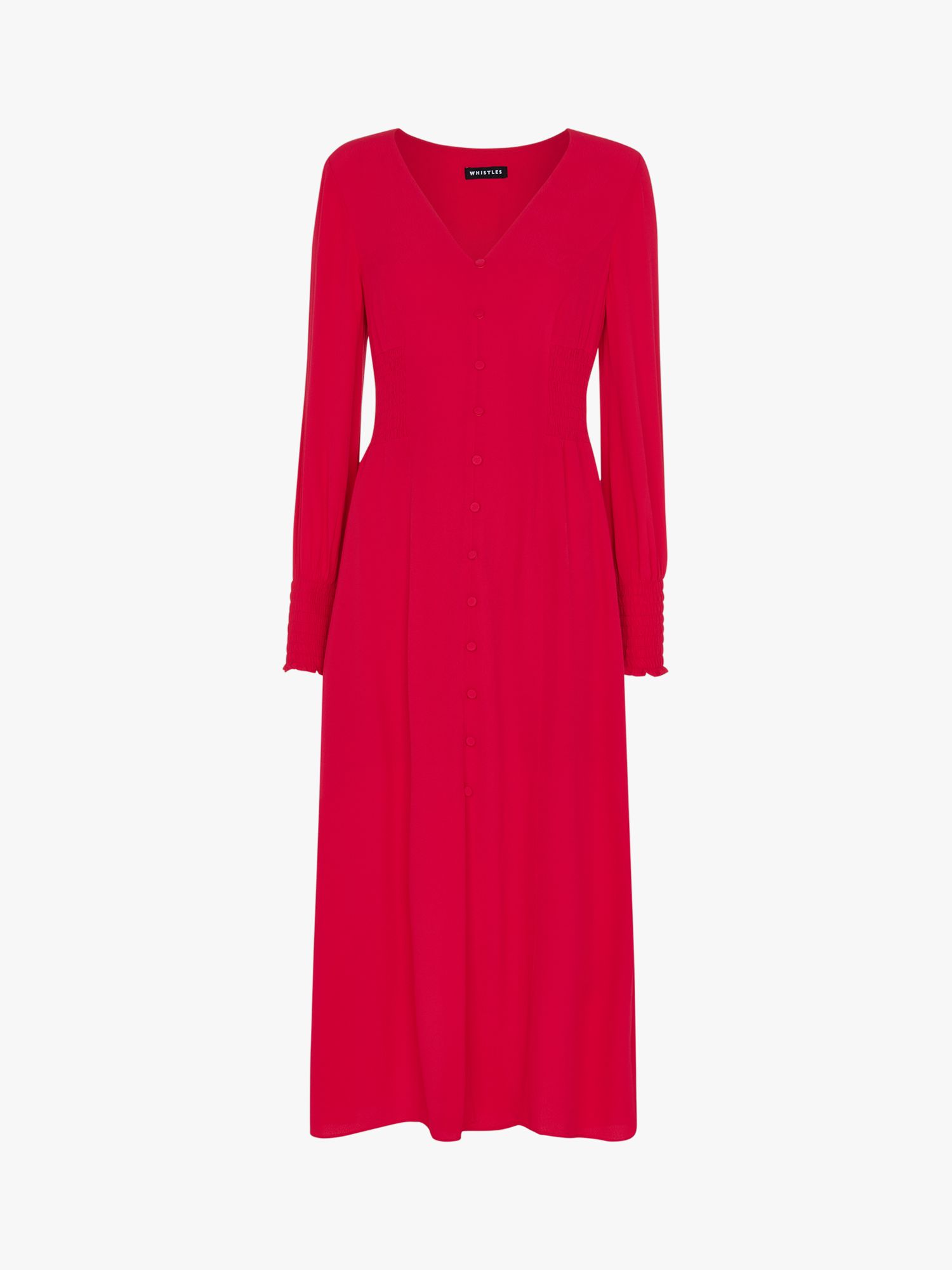 Buy Whistles Iiana Shirred Midi Dress, Pink Online at johnlewis.com