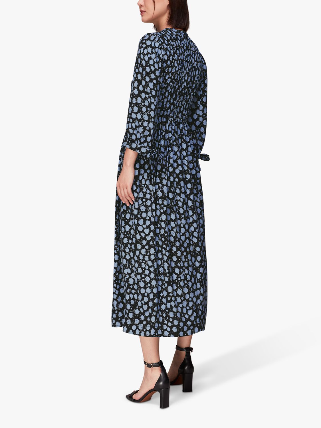 Buy Whistles Dalmatian Shirred Waist Midi Dress, Blue/Multi Online at johnlewis.com