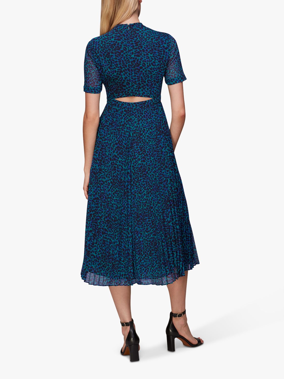 Buy Whistles Forest Leopard Cut Out Back Midi Dress, Teal/Multi Online at johnlewis.com