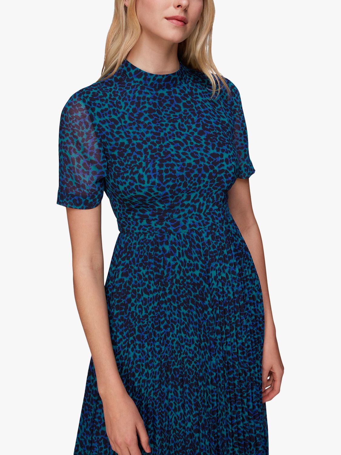 Whistles Forest Leopard Cut Out Back Midi Dress, Teal/Multi at John Lewis &  Partners