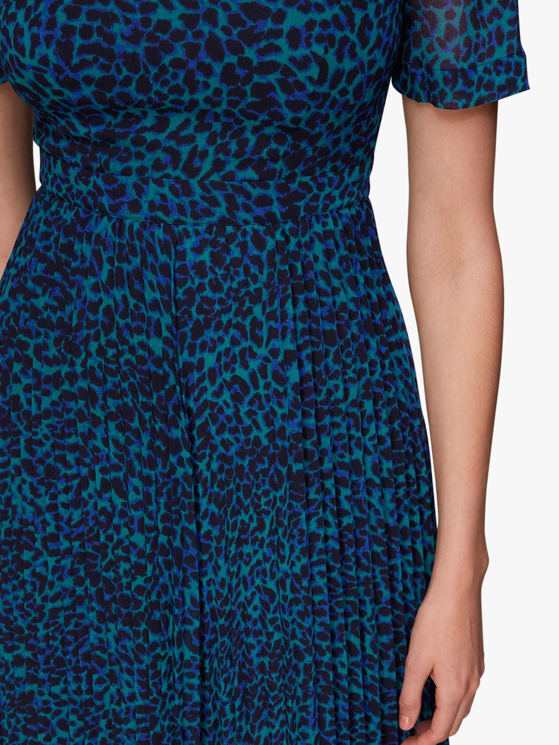 Buy Whistles Forest Leopard Cut Out Back Midi Dress, Teal/Multi Online at johnlewis.com
