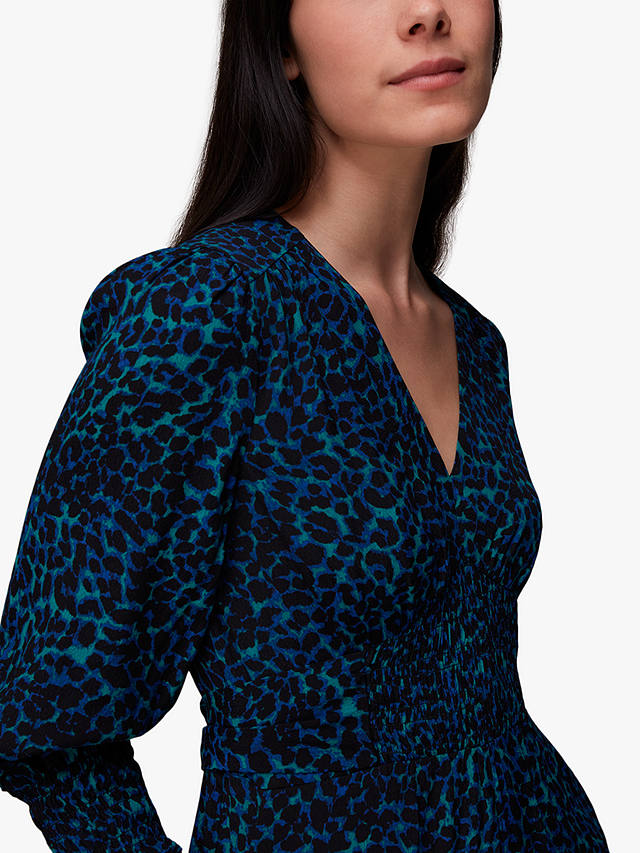 Whistles Forest Leopard Print Jumpsuit, Teal/Multi