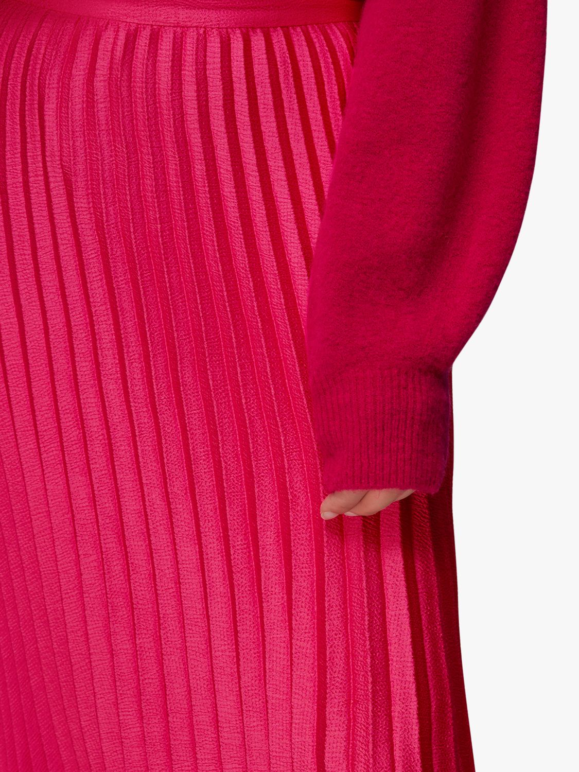 Whistles Katie Pleated Skirt, Pink at John Lewis & Partners