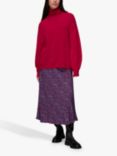 Whistles Floral Garden Bias Midi Skirt, Purple/Multi