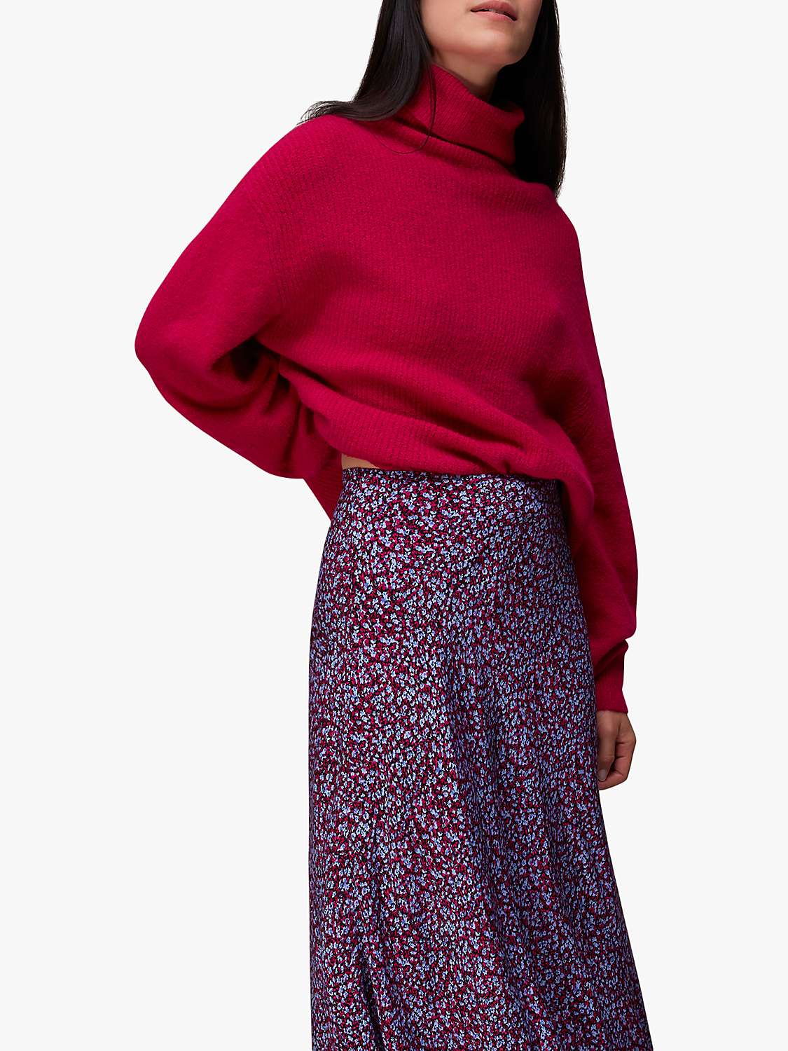 Buy Whistles Floral Garden Bias Midi Skirt, Purple/Multi Online at johnlewis.com