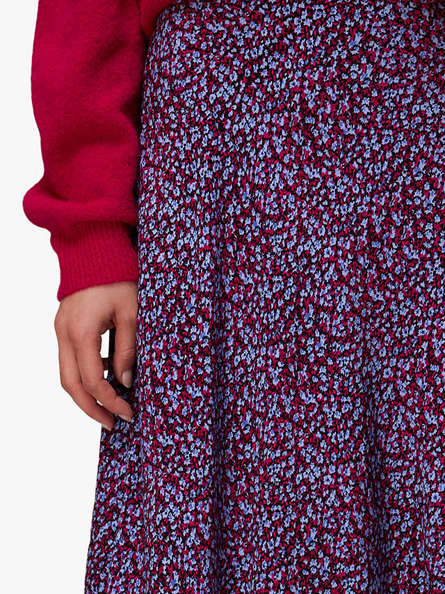Whistles Floral Garden Bias Midi Skirt, Purple/Multi