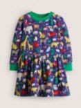 Mini Boden Kids' Animal Print Jersey Dress, Blue