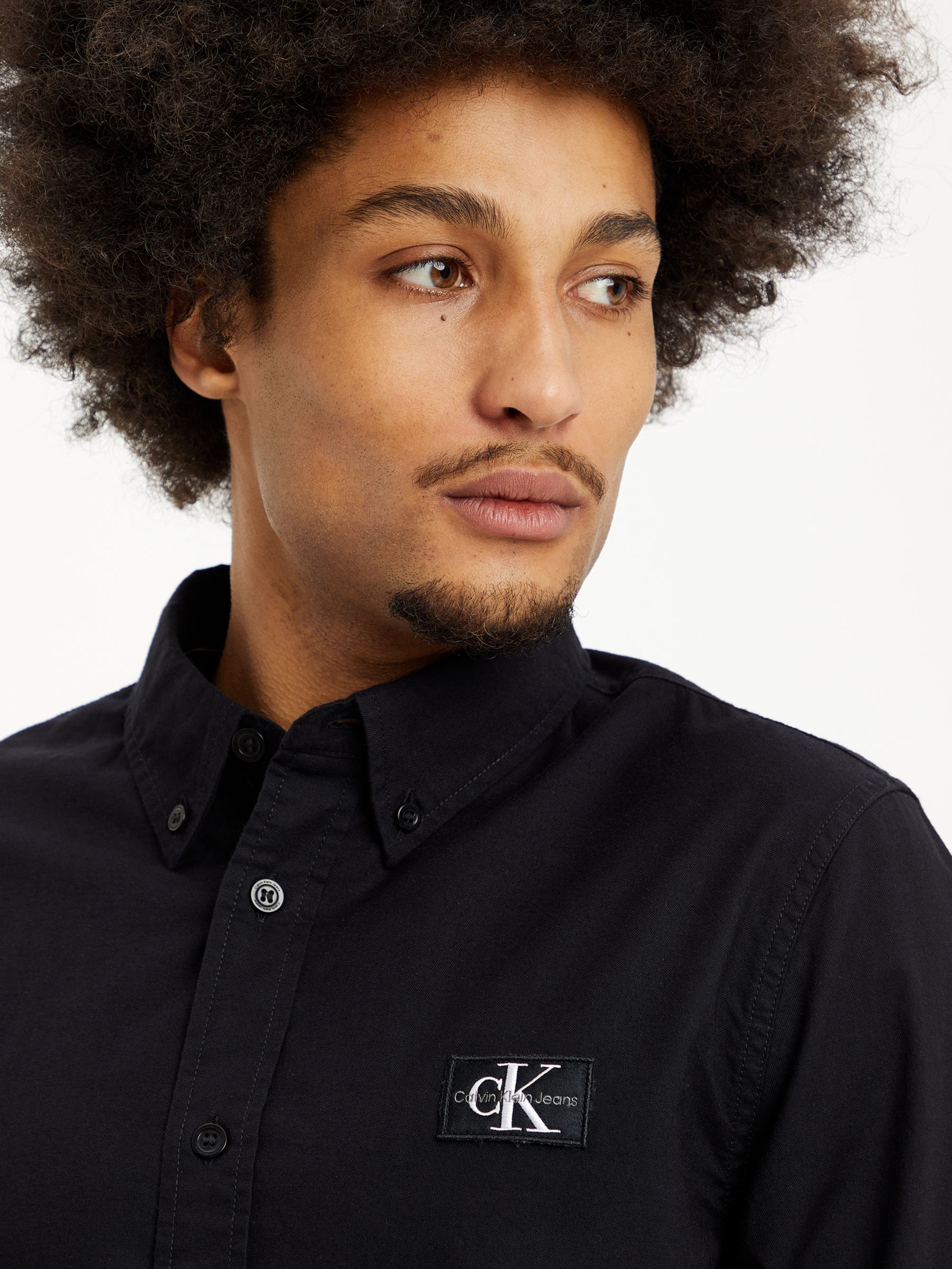 Calvin Klein Jeans Shrunken Badge Shirt, Black, S