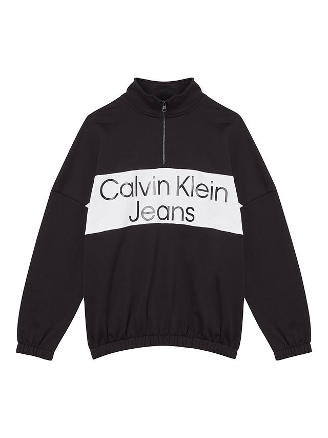 Calvin Klein Jeans Logo Quarter Zip Jumper, Ck Black