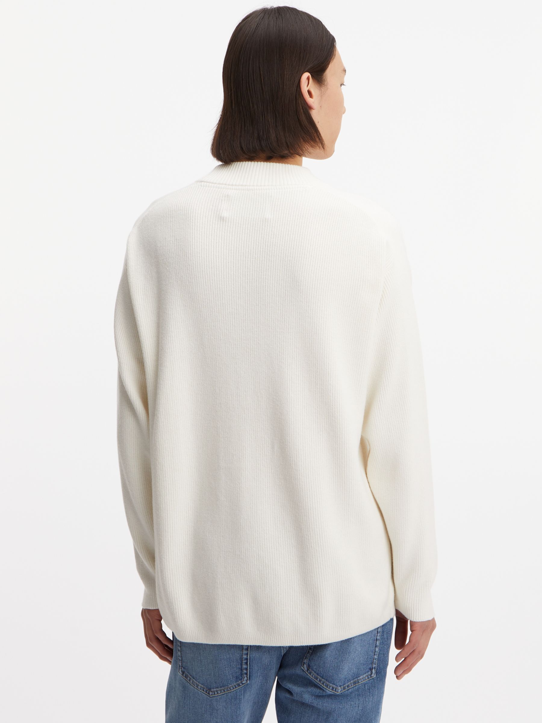 Calvin Klein Jeans Core Monogram Logo Cotton Jumper, Ivory at John Lewis &  Partners