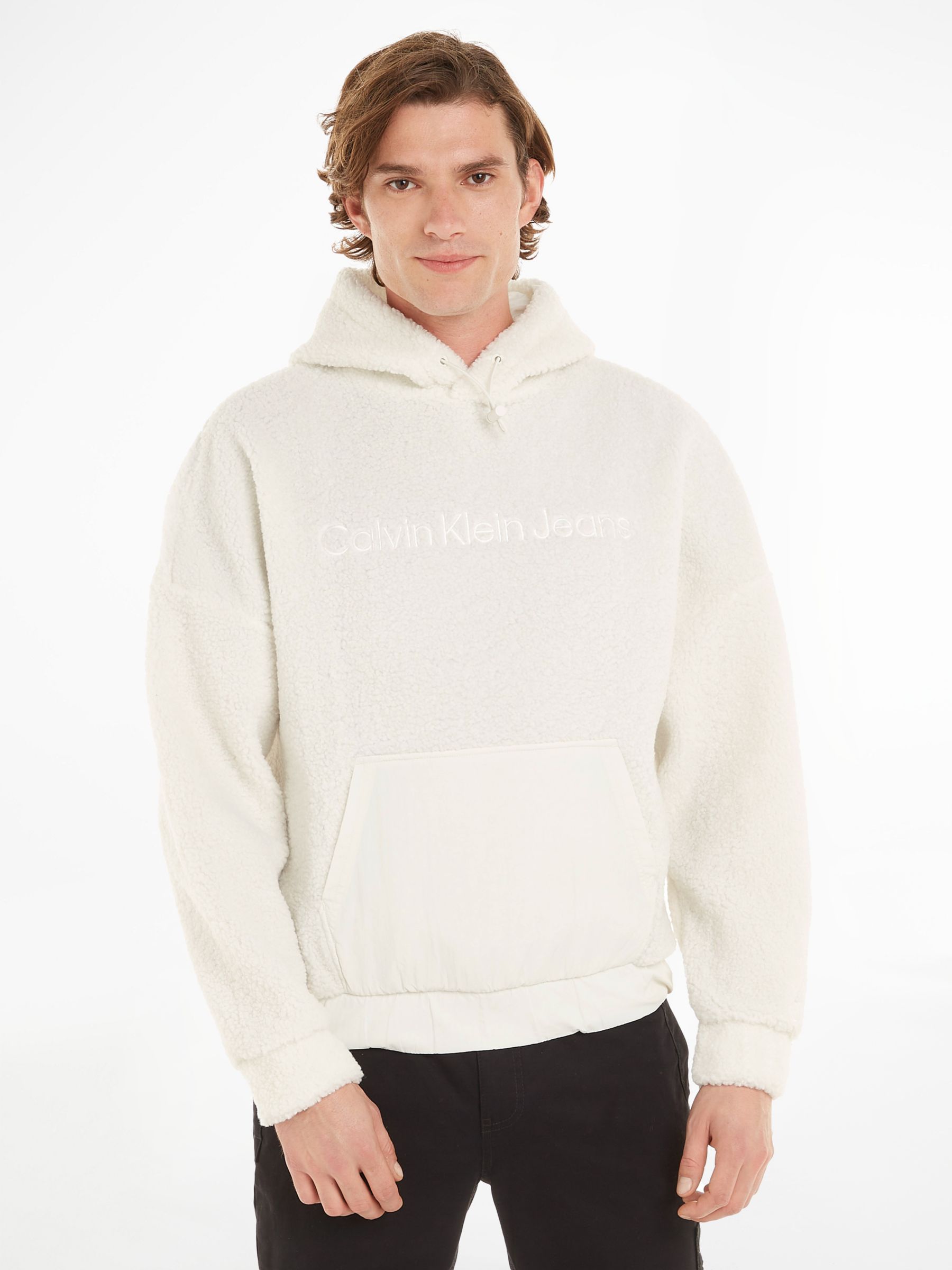 Calvin Klein Jeans Sherpa Hoodie, Ivory, XS