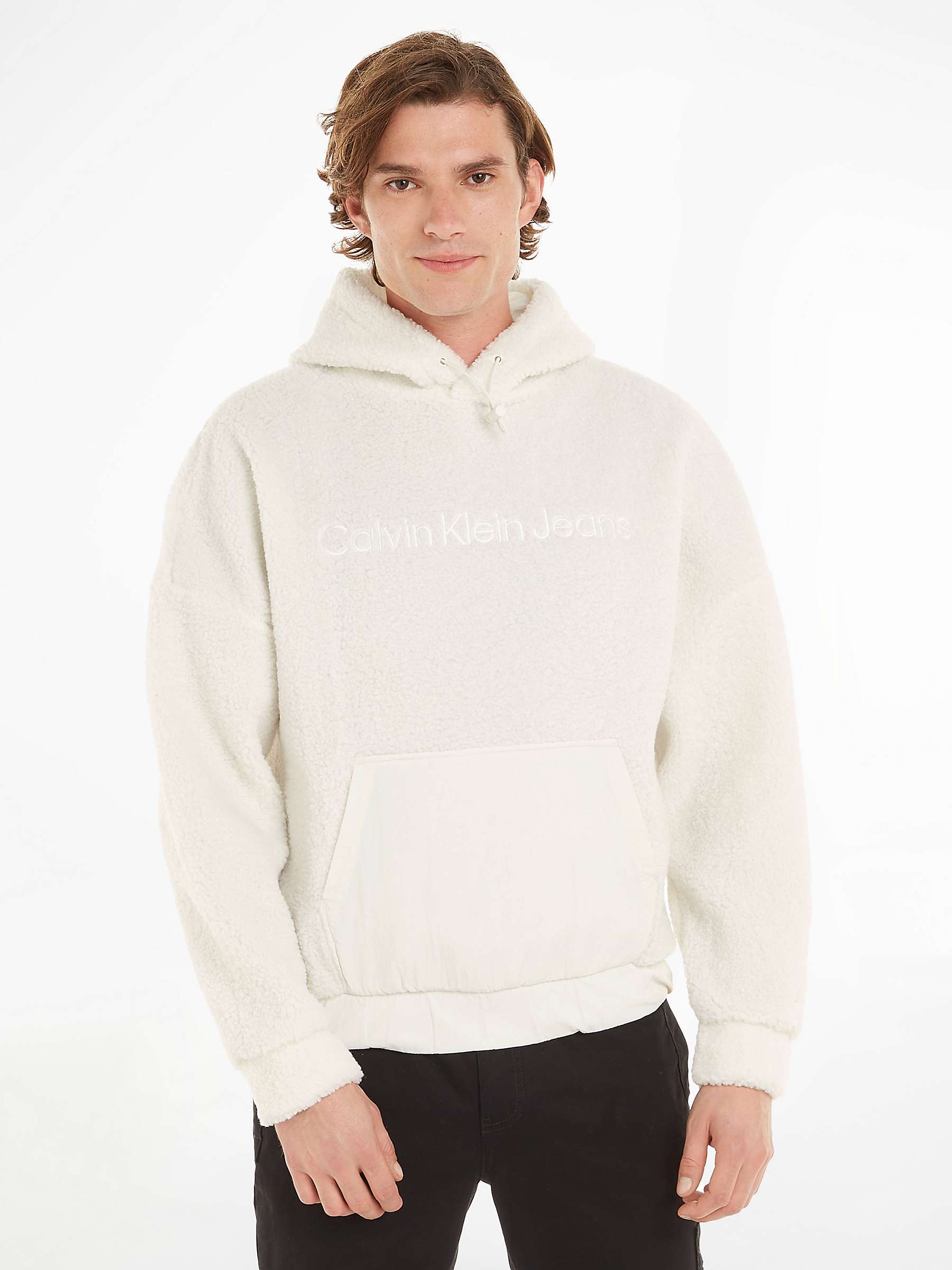Buy Calvin Klein Jeans Sherpa Hoodie, Ivory Online at johnlewis.com