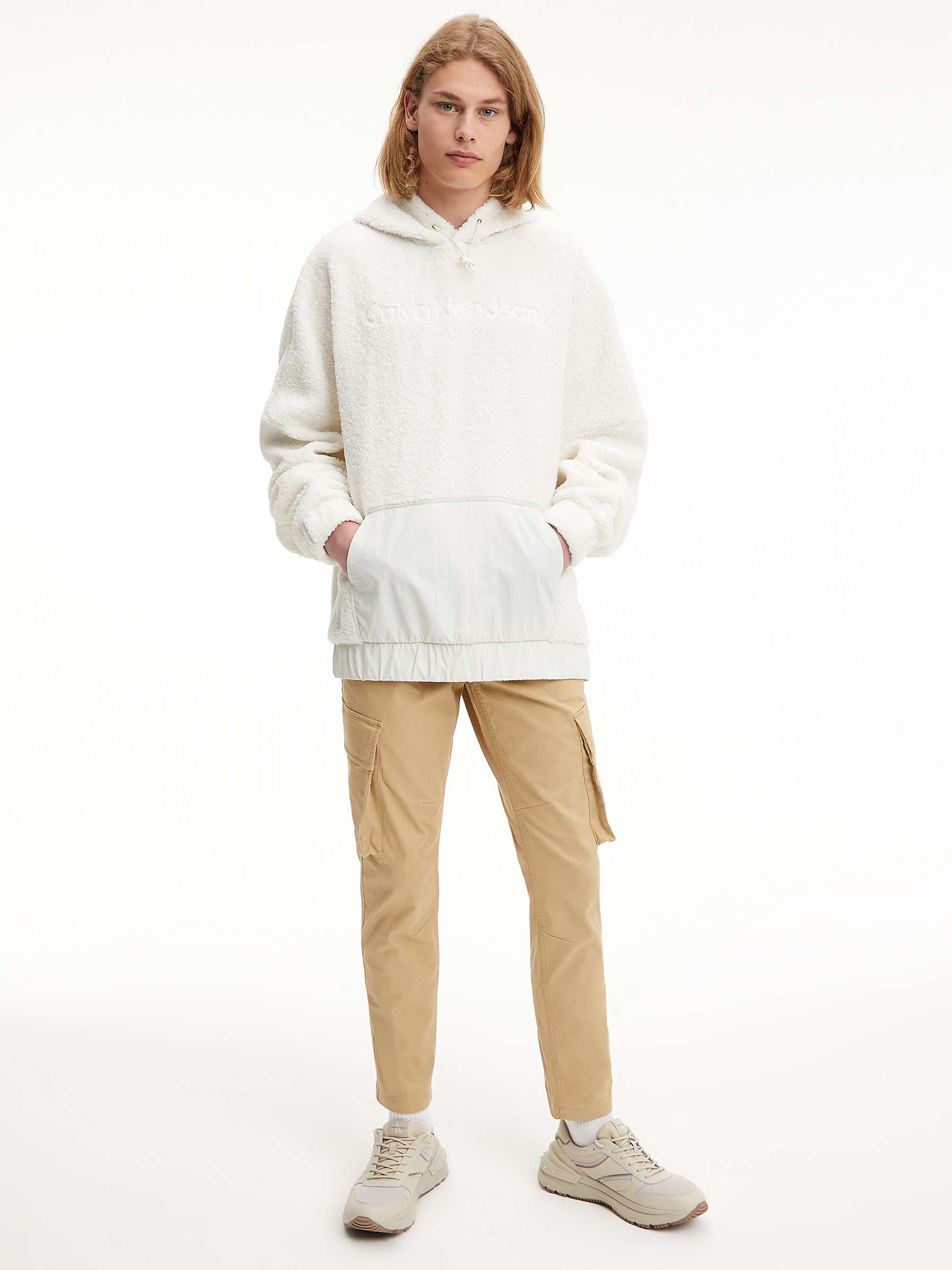 Buy Calvin Klein Jeans Sherpa Hoodie, Ivory Online at johnlewis.com