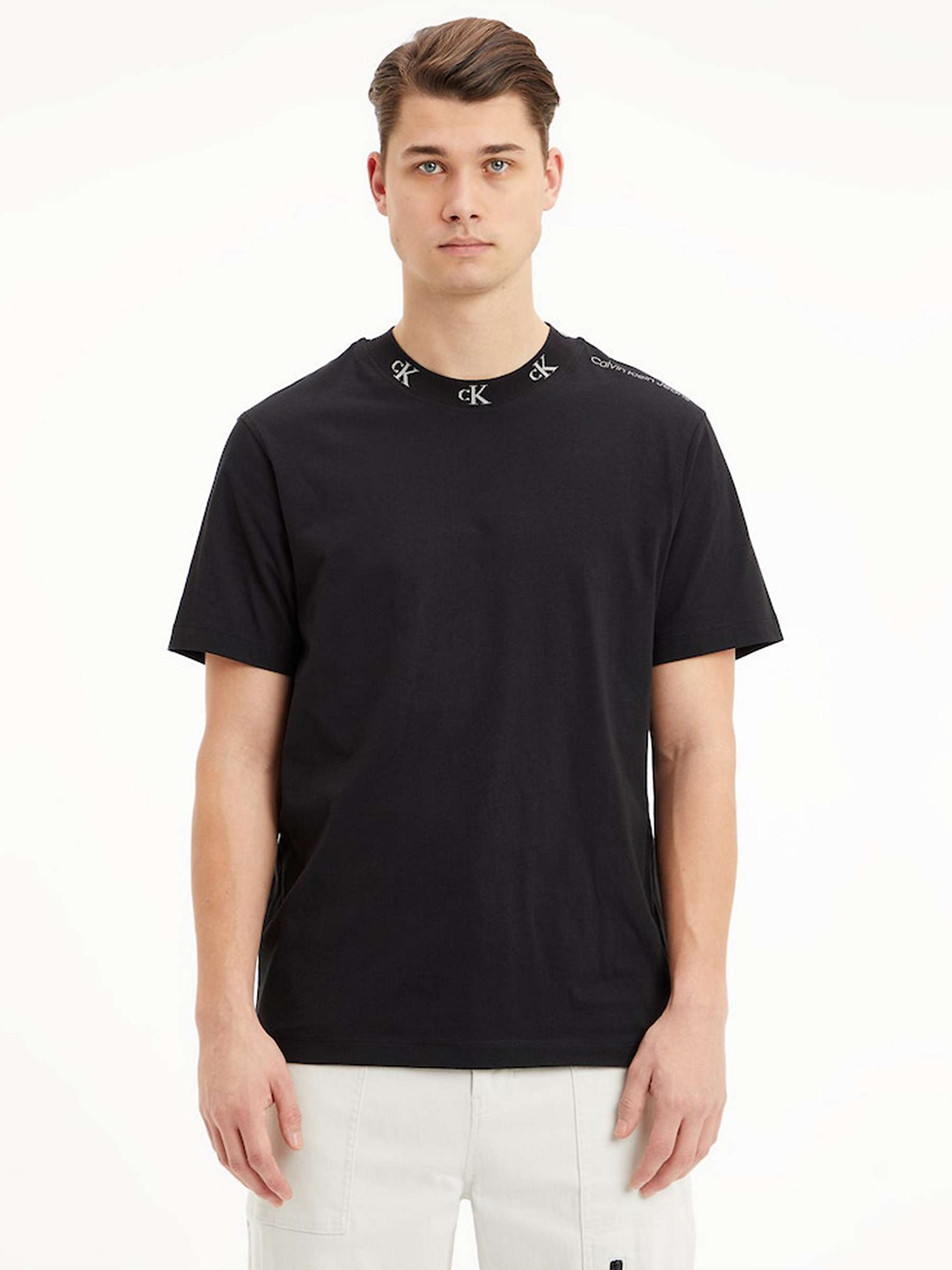 Calvin Klein Jeans Jacquard Logo T-Shirt, CK Black at John Lewis & Partners