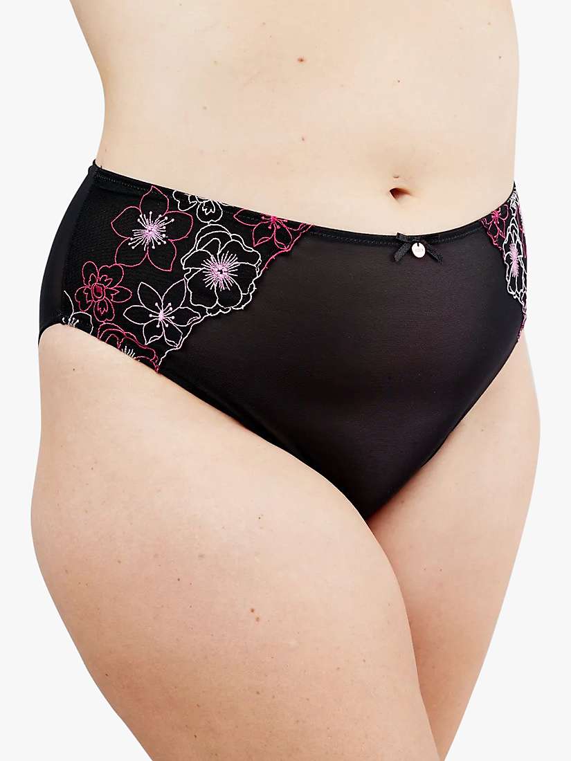 Buy Oola Lingerie Embroidered Lace High Waist Knickers, Black Online at johnlewis.com