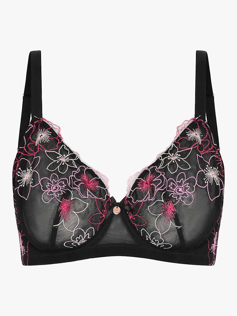 Buy Oola Lingerie Embroidered Lace Balcony Bra, Black Online at johnlewis.com