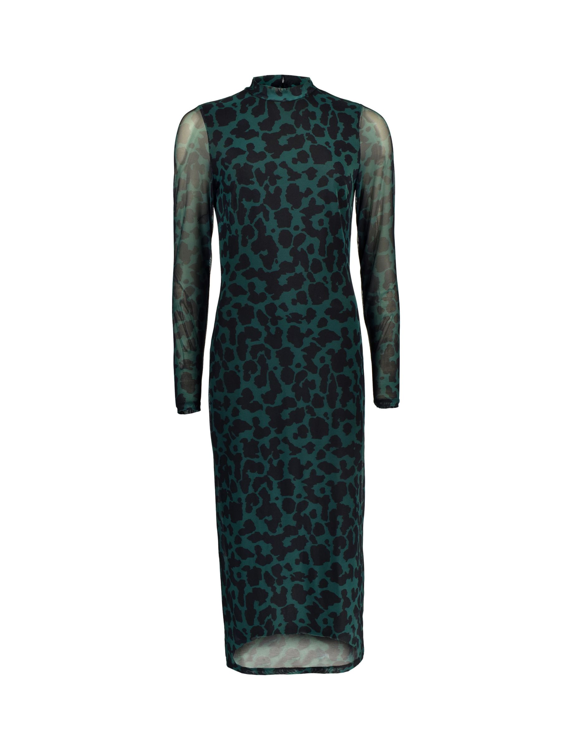 Ro&Zo Animal Print Mesh Midi Dress, Green at John Lewis & Partners