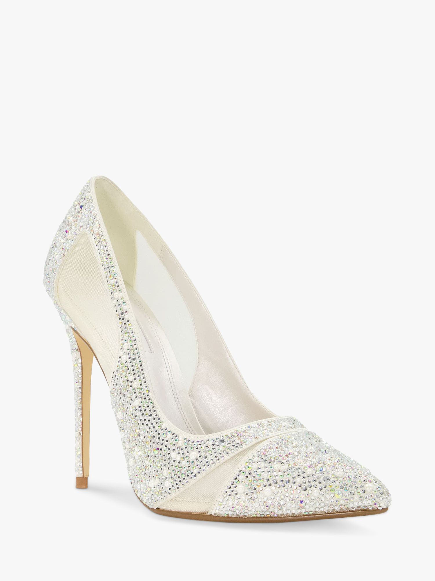 Dune Bridal Collection Bellvue Embellished High Heel Court Shoes, Ivory ...