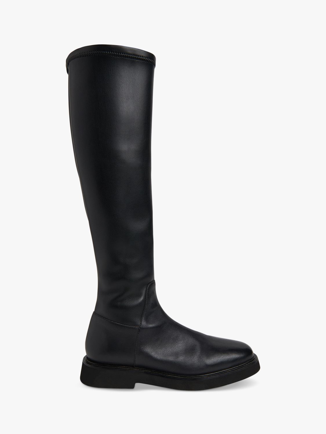 Whistles Quin Leather Stretch Knee High Boots, Black
