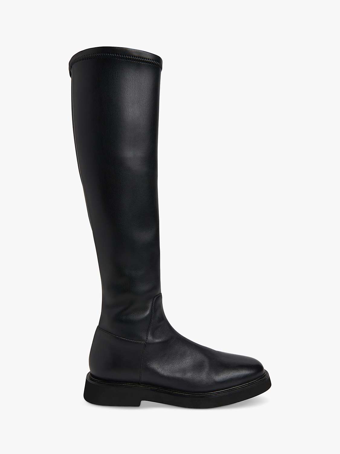 Buy Whistles Quin Leather Stretch Knee High Boots, Black Online at johnlewis.com