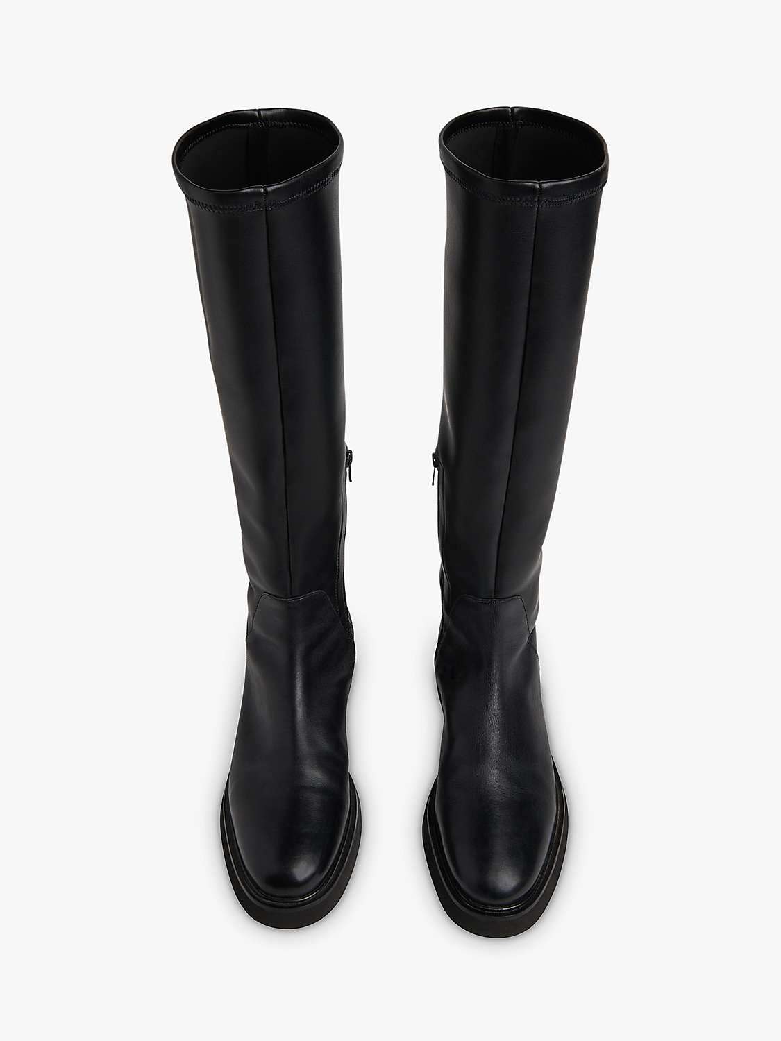 Buy Whistles Quin Leather Stretch Knee High Boots, Black Online at johnlewis.com