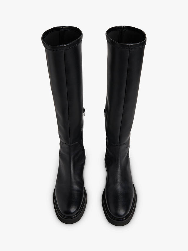 Whistles Quin Leather Stretch Knee High Boots, Black