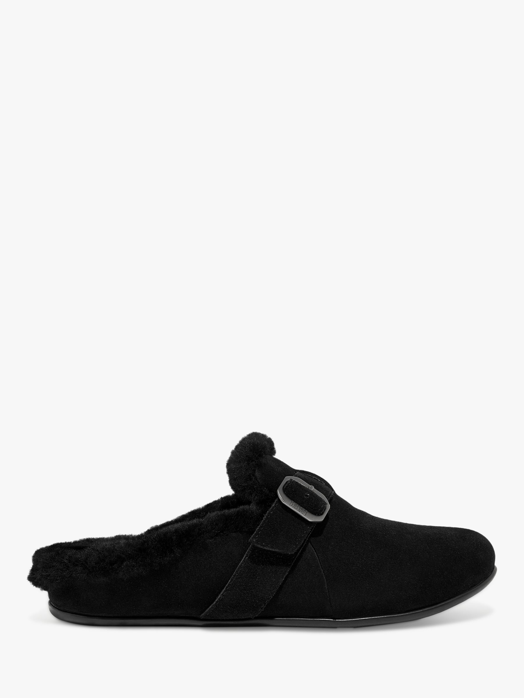 FitFlop Chrissie Shearling Lined Suede Slippers, Black, 6