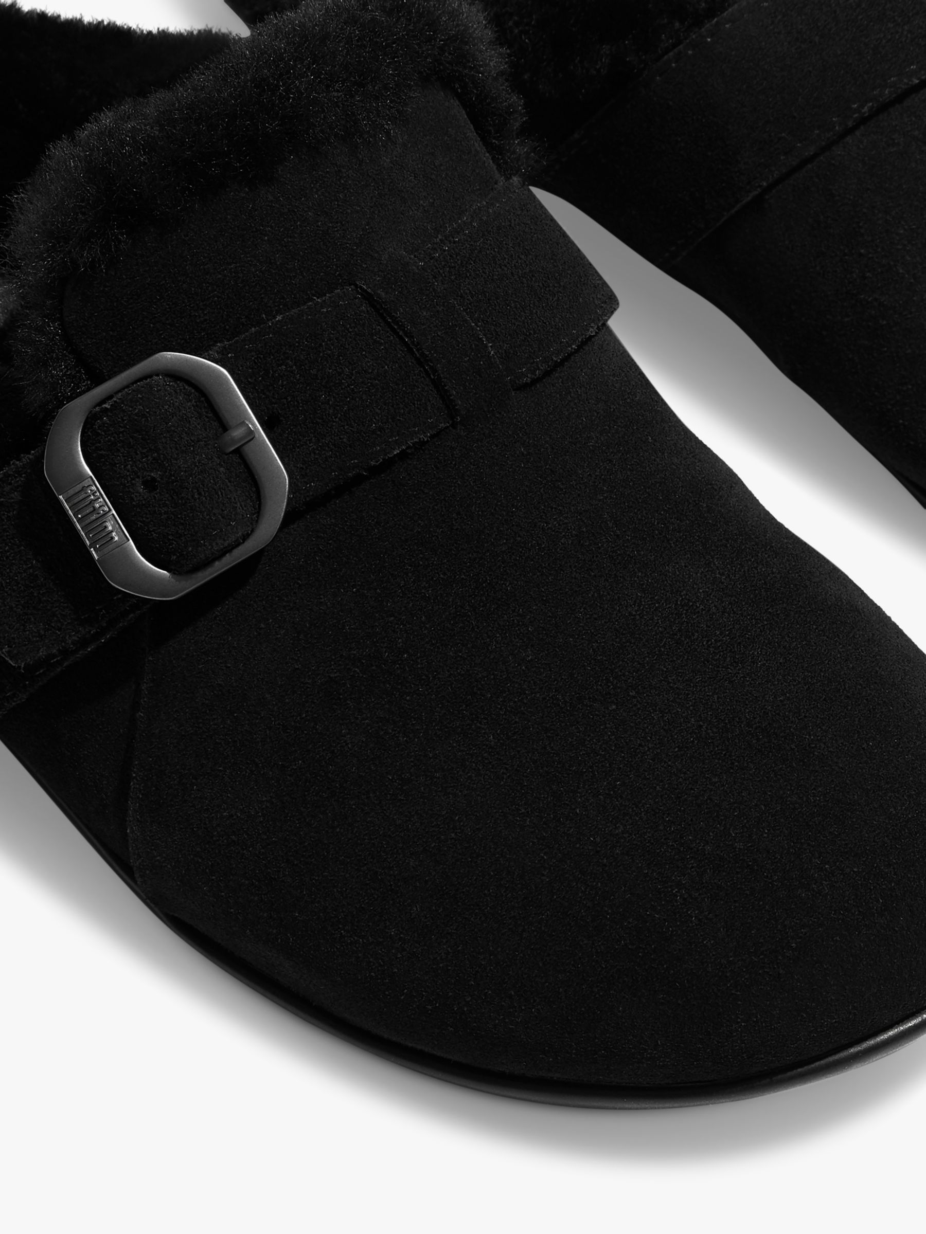 FitFlop Chrissie Shearling Lined Suede Slippers, Black, 6