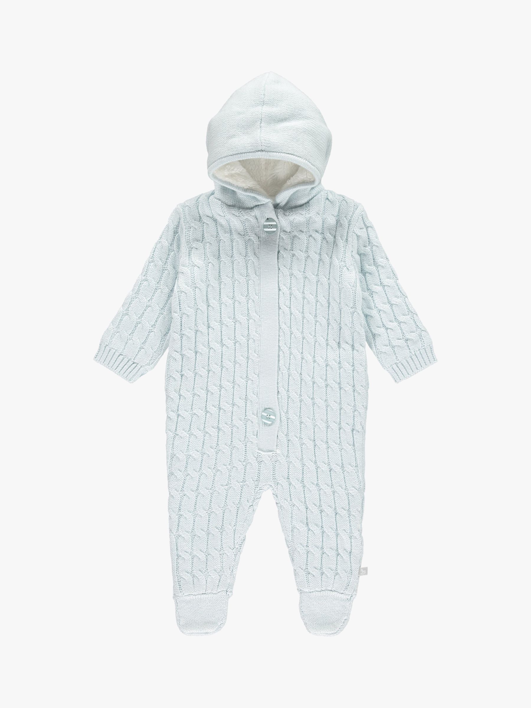 The Little Tailor Baby Knitted Snowsuit, Blue, 0-3 months