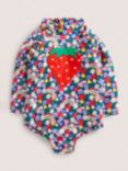 Mini Boden Baby Strawberry Appliqué Ditsy Long Sleeve Swimsuit, Multi