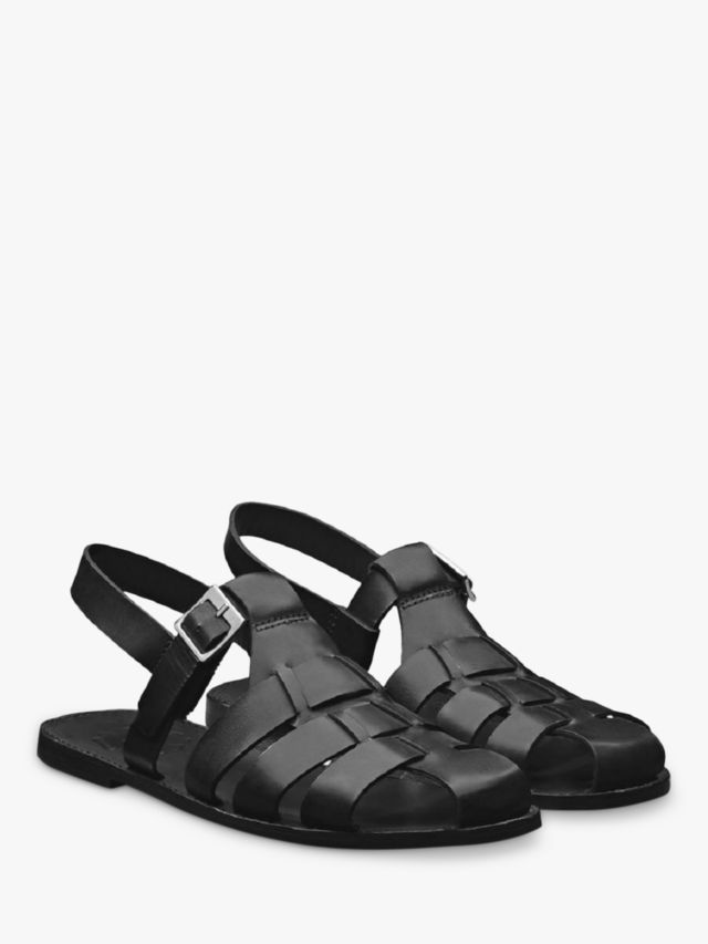 Grenson Quincy Leather Strap Sandals, Black, 7