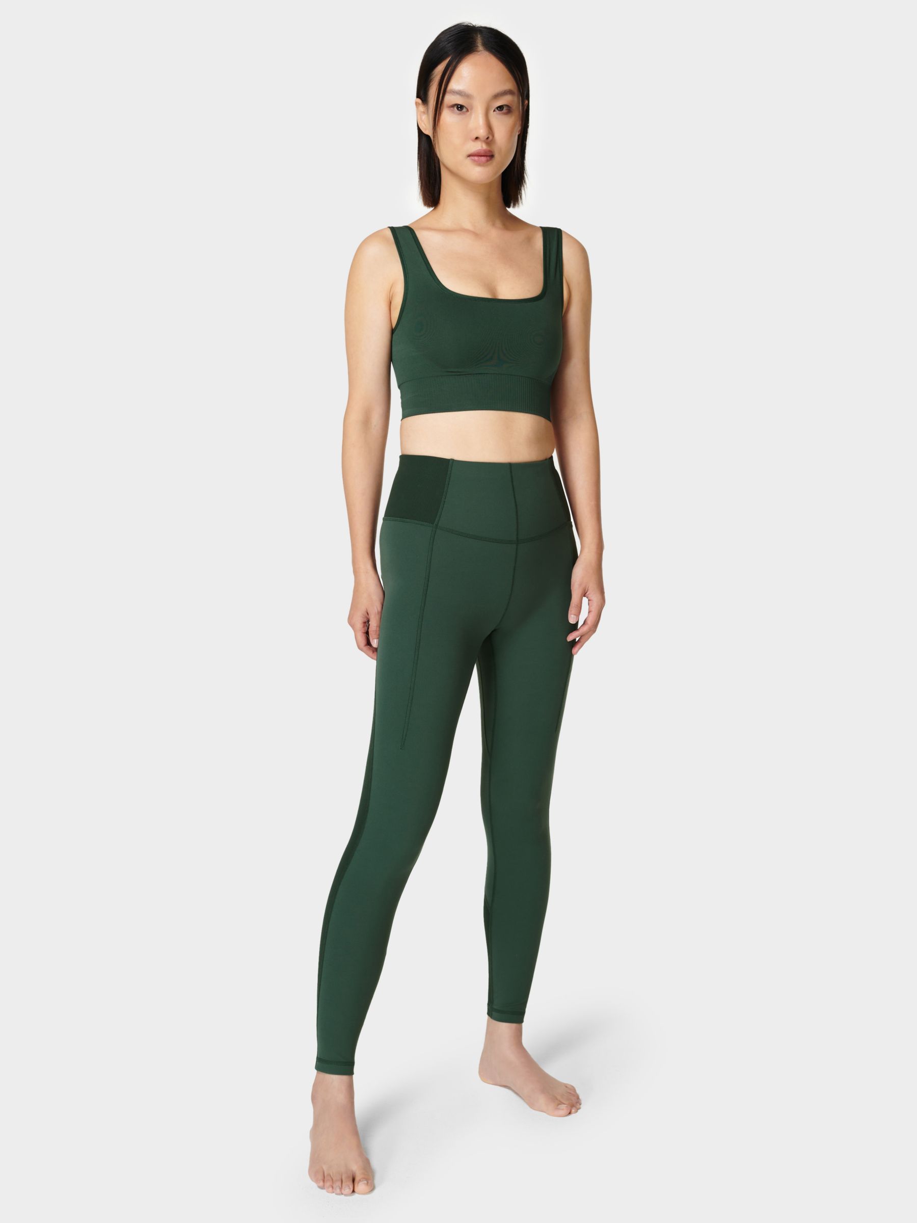 Sweaty Betty Super Soft Flow Ribbed Yoga Leggings, Trek Green, XS