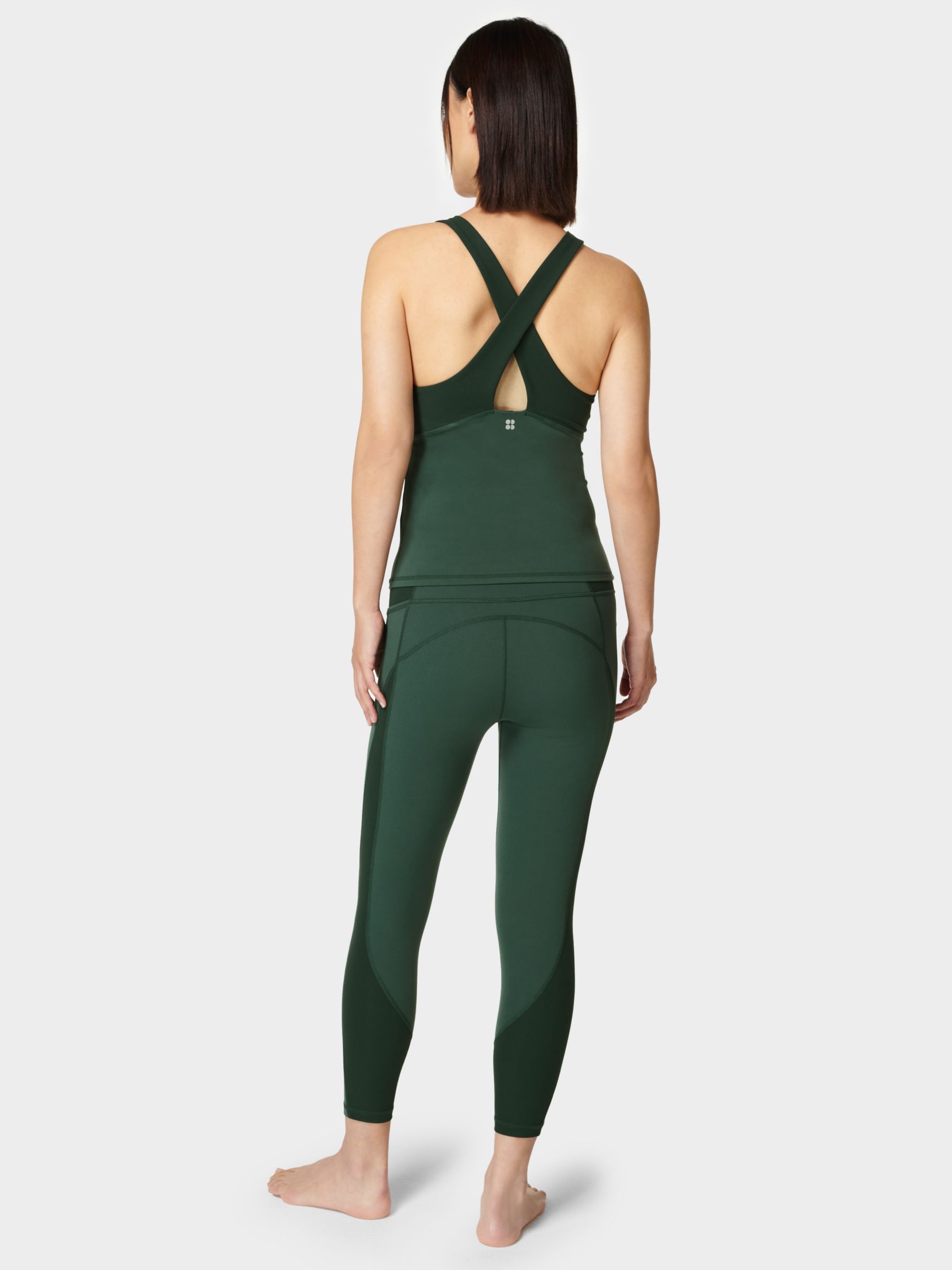Sweaty Betty Super Soft Flow 7/8 Yoga Leggings, Trek Green, XS