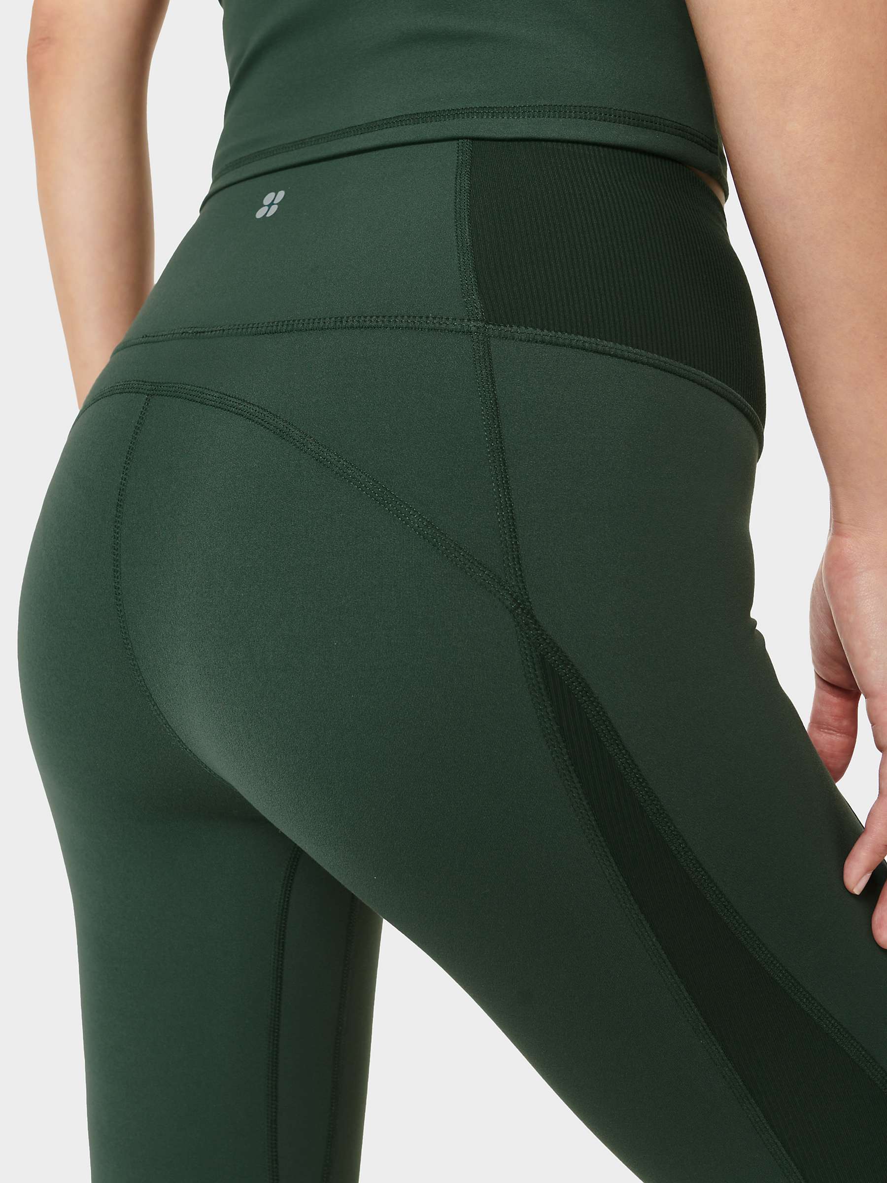 Sweaty Betty Super Soft Flow 7/8 Yoga Leggings, Trek Green at John ...