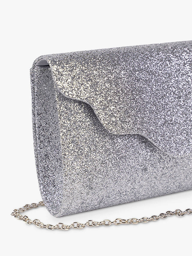 Paradox London Dali Glitter Clutch Bag, Silver at John Lewis & Partners