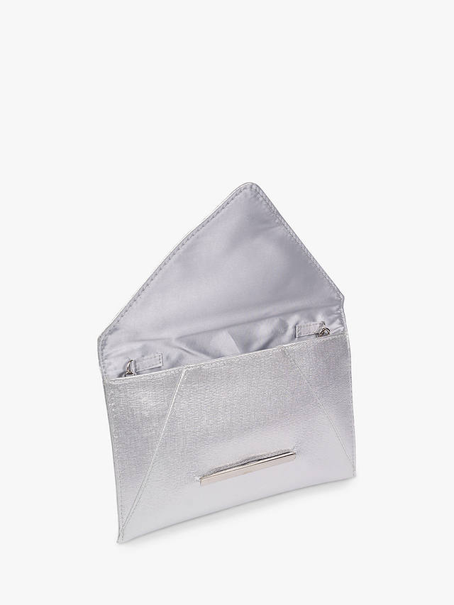 Paradox London Drina Envelope Metallic Clutch Bag, Silver