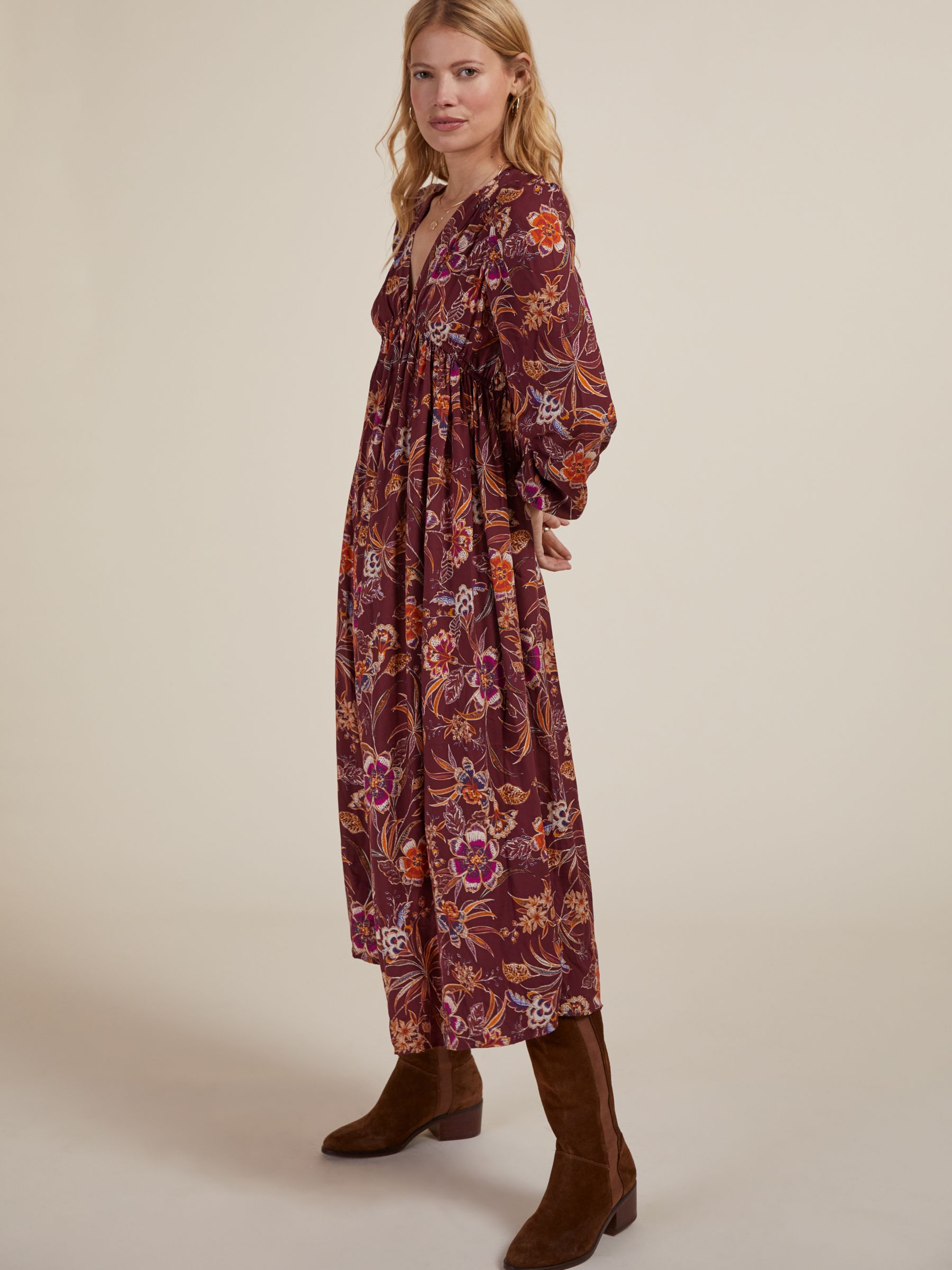Baukjen Gwyneth Dress, Garnet Woodland at John Lewis & Partners