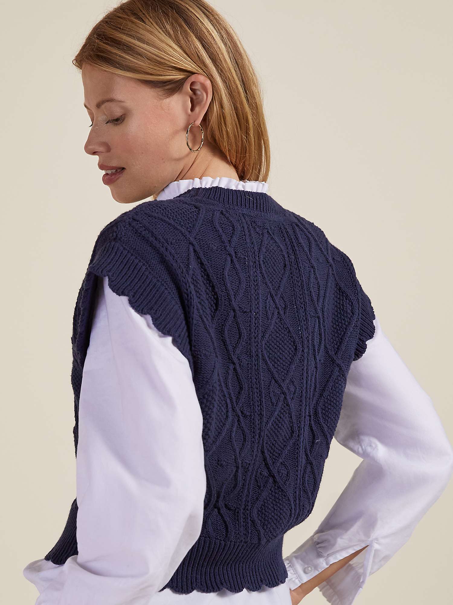 Buy Baukjen Elleca Ecotec Scalloped Knitted Vest, Classic Navy Online at johnlewis.com