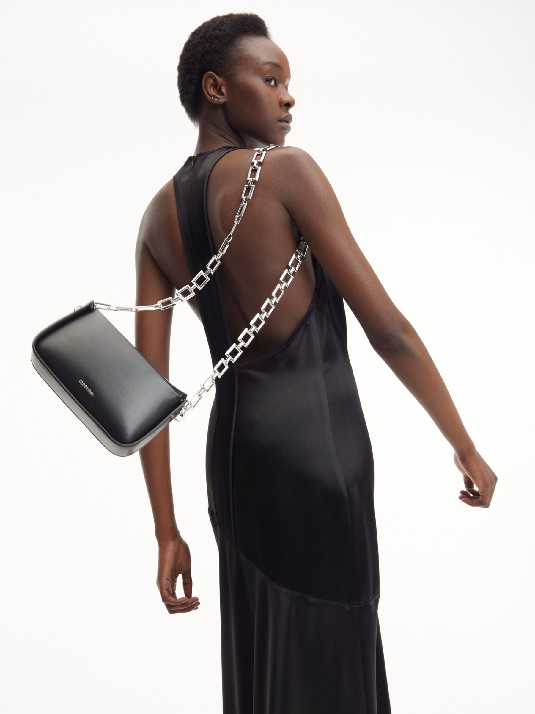 Calvin Klein Archival Chain Strap Cross Body Bag, Black at John Lewis ...